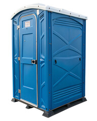 blue portable toilet, isolated PNG transparent background