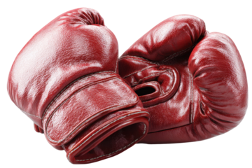 Boxing match preparation gym sports equipment indoor close-up. Isolated on transparent background, png.