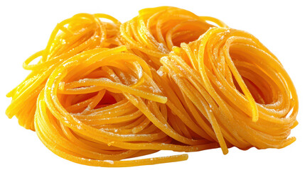 A delicious pile of spaghetti pasta on contrasting black background delicious