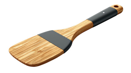 Highquality wooden spatula with sleek black handle for effortless cooking wooden