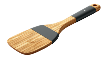 Highquality wooden spatula with sleek black handle for effortless cooking wooden
