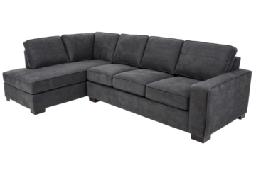 dark grey modular sectional sofa, isolated PNG transparent background