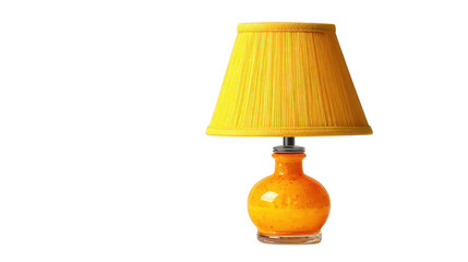 Warm yellow lamp illuminates table in cozy interior setting, lighting design inspiration
