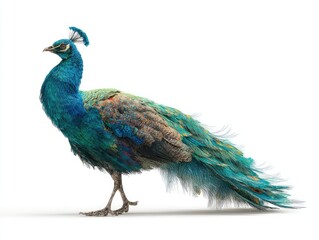 Obraz premium Peacock profile against white