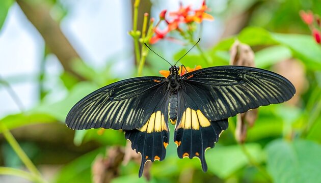 Black and yellow butterfly in a garden