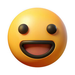 Smiling yellow emoji face isolated on transparent background