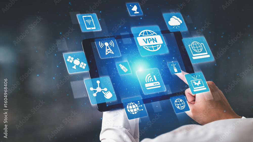 Poster communication network enables digital connectivity. a strong communication network supports data tra