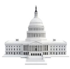 Obraz premium Three dimensional rendering of the us capitol building architecture isolated on transparent background