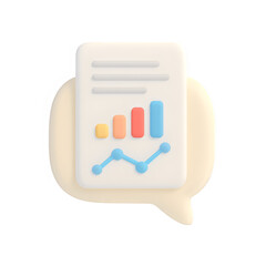 3d speech bubble with graph icon isolated on transparent background. data or analysis concept