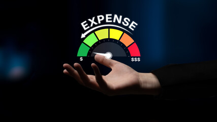 Expense control concept visualizing expense, cost, and spending with emphasis on budgeting, cost...