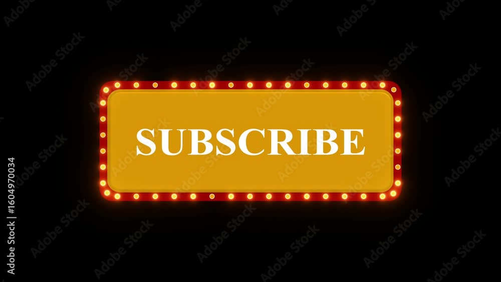 Poster subscribe button animation light bulb frame, subscribe button animation on black screen