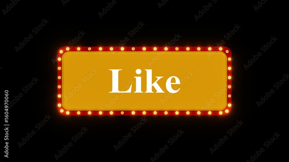 Poster like button animation light bulb frame, subscribe button animation on black screen