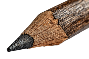 Sketching inspiration with a pencil close-up in a creative workspace. Isolated on transparent background, png.