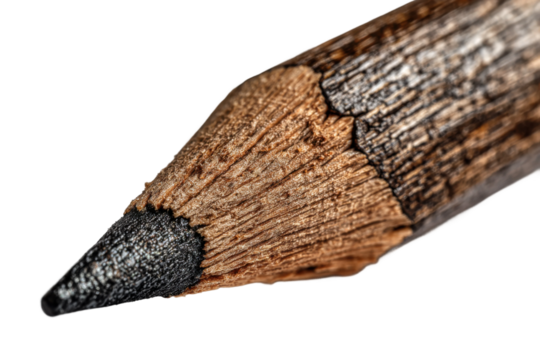 Sketching inspiration with a pencil close-up in a creative workspace. Isolated on transparent background, png.