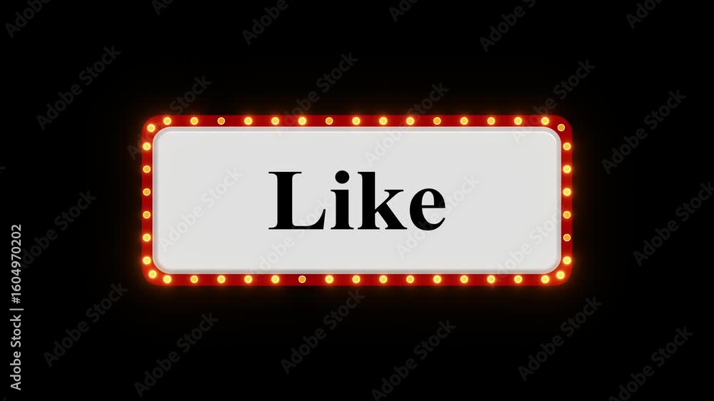 Poster like button animation light bulb frame, subscribe button animation on black screen