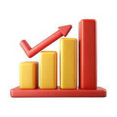 3d bar graph chart icon isolated on transparent background