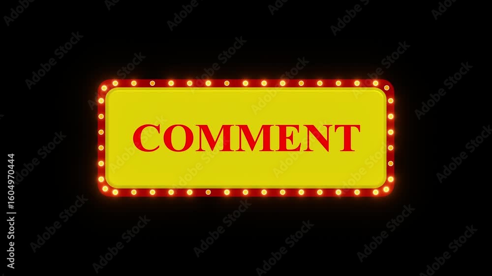 Poster comment button animation light bulb frame, subscribe button animation on black screen