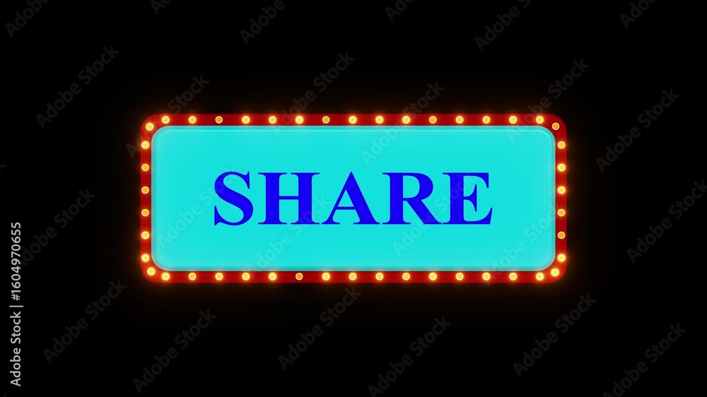 Poster share button animation light bulb frame, subscribe button animation on black screen