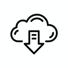 Cloud download icon with arrow simple line art design