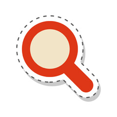 Magnifying glass sticker for research, discovery, and learning. Flat vector cut out illustration isolated on transparent background. School search, discovery, learning or science education concept