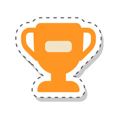 Trophy cup sticker icon. Golden prize for winner. School achievement, competition award, and success symbol. Flat design cartoon vector illustration isolated on transparent background.