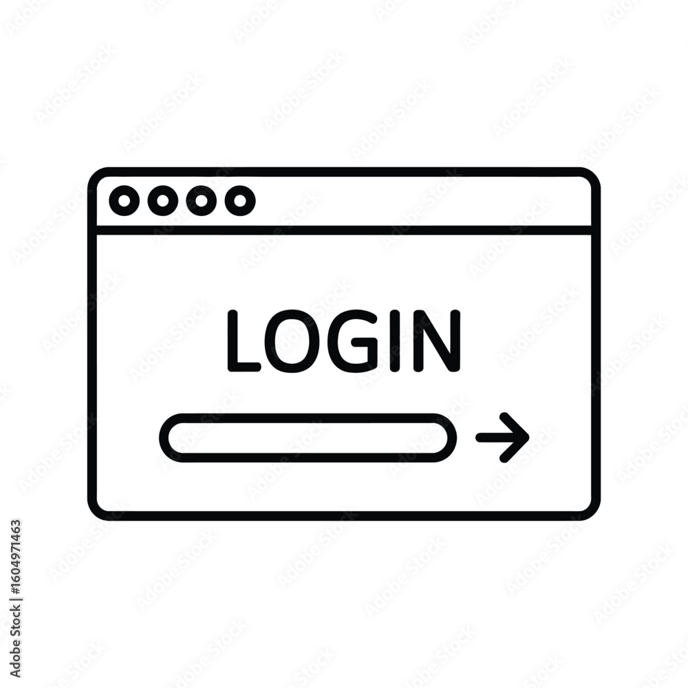 Fototapete Login window icon with text field and submit button