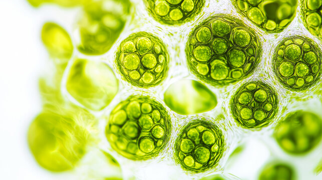 Green cells close-up, microphotography