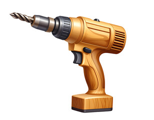 Orange Cordless Drill with Metal Bit on Black Background