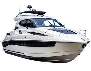 Modern Jet Boat Side View with Sleek Hull and Sport Trim, Isolated on Transparent Background
