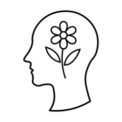 Mental Health Icon – Human Head with Flower Symbol PNG