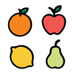 Fresh Fruit Icons Set