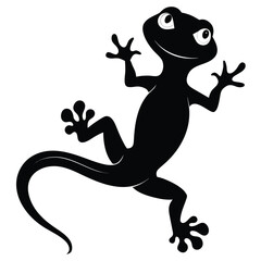 Funny black and white cartoon mouse animal running silhouette vector illustration