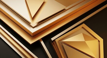 Obraz premium Gold and cream geometric shapes layered design.