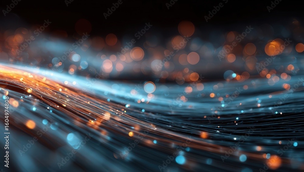 Aufkleber 3d visualization of digital data streaming through the universe, featuring glowing light rays and bo