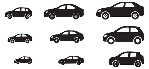 Car icon simple design silhouette white background