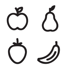 Fresh Fruit Icons Set