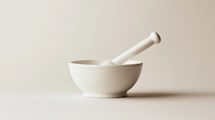 Pristine White Mortar and Pestle Symbol of Ancient Apothecary