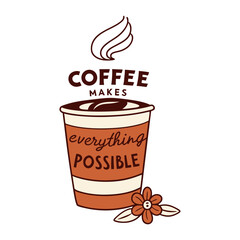 Coffee & Creativity: Rustic Floral Mug Graphic T-Shirt