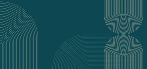 Abstract glowing circle lines on dark green background. Geometric stripe line art design. Modern shiny green lines. Futuristic technology concept. Suit for poster, cover, banner, brochure, website