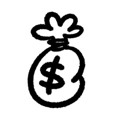 money bag png outline cute cartoon handwrite design clipart kids handwritten doodle element