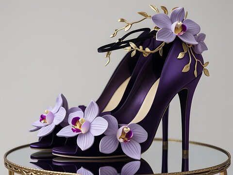 Purple Orchid High Heels with Elegant Shoes.
