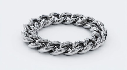 Naklejka premium Heavy silver chain bracelet, circular