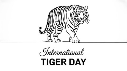International Tiger Day Illustration: A stunning illustration of a majestic tiger, artfully rendered to celebrate International Tiger Day, reminding us of the importance of wildlife conservation.