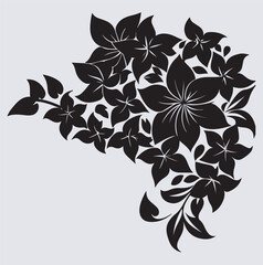 cascading flower petals in corner swirl silhouette vector art illustration, abstract floral background with flowers © Nilofer