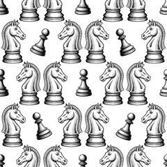Chess Knight and Pawn Seamless Pattern © Betacam-SP