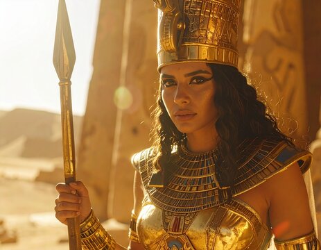 Ancient Egypt's Golden Gaze: A regal figure embodies the majesty of ancient Egypt.