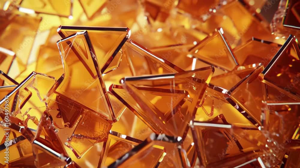 Poster exploring abstract subsurface scattering with cgi shards in warm amber tones, abstract subsurface sc