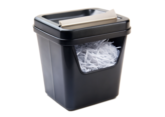  a compact black paper shredder with its container isolated  on white background PNG, AI GENERATED