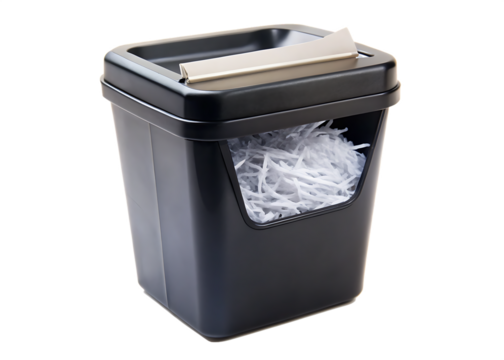  a compact black paper shredder with its container isolated  on white background PNG, AI GENERATED