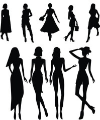 vector silhouettes of women